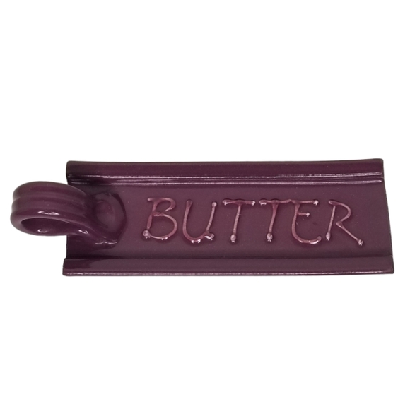 Art Pottery Butter Dish Mauve Loop Handle 1/4lbs Butter Stick Tray 7.5" L - Picture 10 of 10